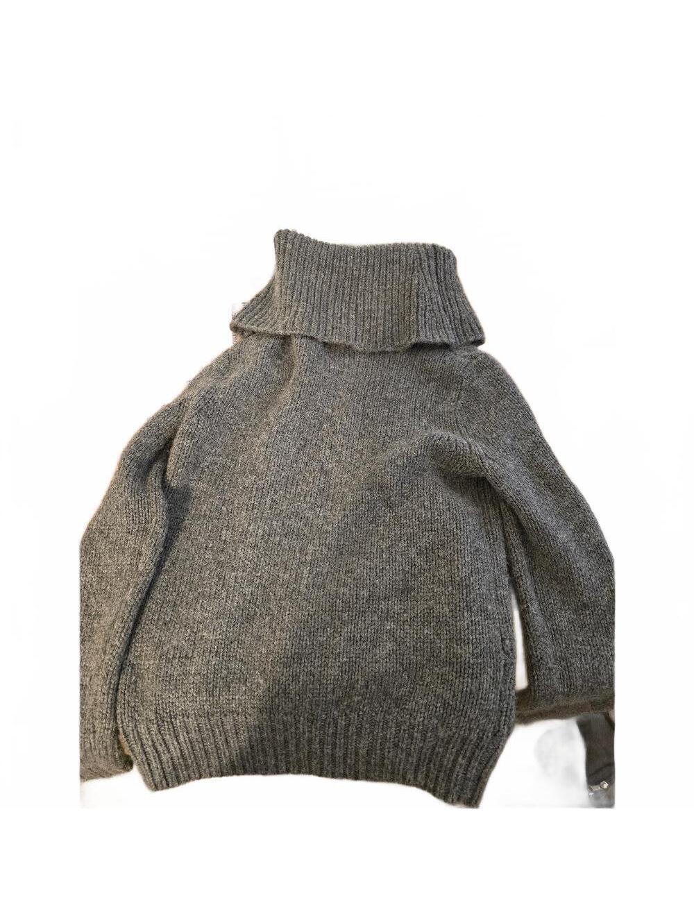 MODA International Chunky Knit Cowl Neck Sweater Gray Sz S Cozy Pullover
